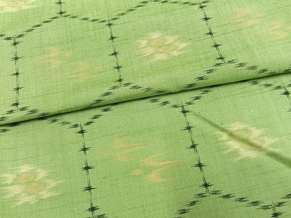 平和屋着物▽上質な紬　単衣　亀甲花鳥文　正絹　逸品　AAAW1495fy