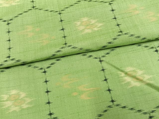 平和屋着物▽上質な紬　単衣　亀甲花鳥文　正絹　逸品　AAAW1495fy