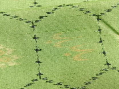 平和屋着物▽上質な紬　単衣　亀甲花鳥文　正絹　逸品　AAAW1495fy