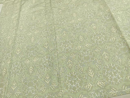 平和屋着物▽上質な紬　単衣　草花文　正絹　逸品　AAAW1498fy