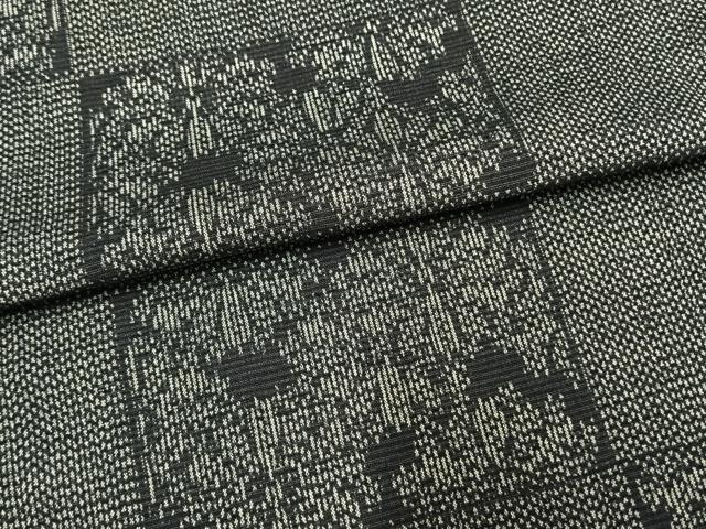 平和屋着物▽上質な紬 単衣 色紙花文 黒地 正絹 逸品 未使用 AAAW1499fy