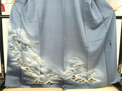 平和屋着物▽訪問着 単衣 作家物 風景文 暈し染め 正絹 逸品 AAAW1500fy