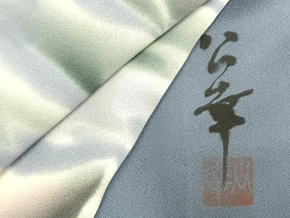 平和屋着物▽訪問着 単衣 作家物 風景文 暈し染め 正絹 逸品 AAAW1500fy