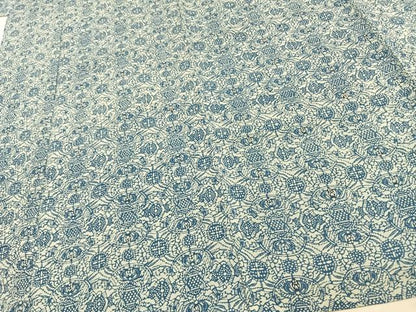 平和屋着物▽上質な小紋　単衣　型染め　藍　幾何学文様　正絹　逸品　未使用　AAAW1501fy