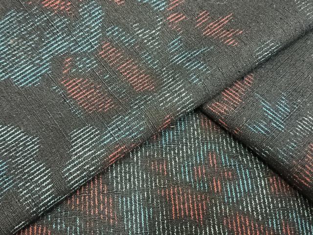 平和屋着物▽結城紬　単衣　切嵌文　証紙付き　正絹　逸品　AAAW1504fy