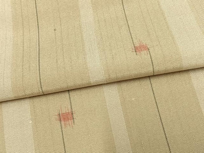 平和屋着物▽上質な紬　単衣　縞　正絹　逸品　AAAW1510fy