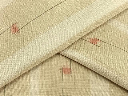 平和屋着物▽上質な紬　単衣　縞　正絹　逸品　AAAW1510fy
