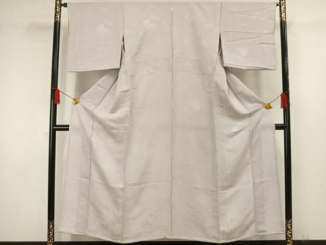 平和屋着物▽上質な色無地 単衣 風景陶器地紋 桜鼠色 正絹 逸品 AAAW1512fy