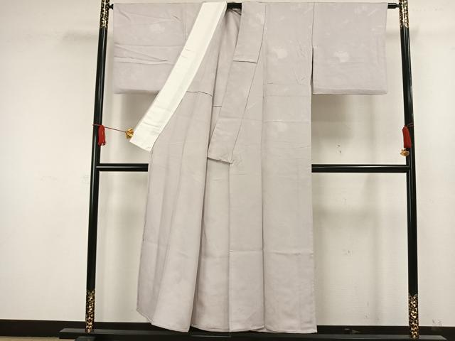 平和屋着物▽上質な色無地 単衣 風景陶器地紋 桜鼠色 正絹 逸品 AAAW1512fy