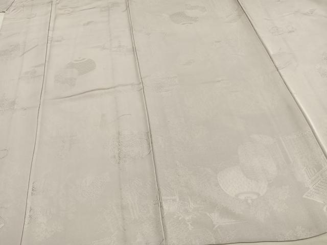 平和屋着物▽上質な色無地 単衣 風景陶器地紋 桜鼠色 正絹 逸品 AAAW1512fy
