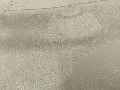 平和屋着物▽上質な色無地 単衣 風景陶器地紋 桜鼠色 正絹 逸品 AAAW1512fy