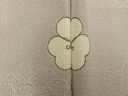 平和屋着物▽上質な色無地 単衣 風景陶器地紋 桜鼠色 正絹 逸品 AAAW1512fy