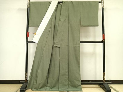 平和屋着物▽お召 単衣 蚊絣 正絹 逸品 AAAW1513fy
