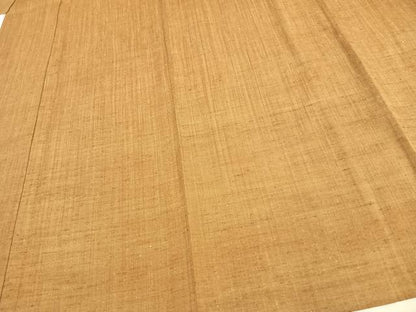 平和屋着物▽上質な紬　単衣　色無地　黄唐茶色　正絹　逸品　AAAW1516fy