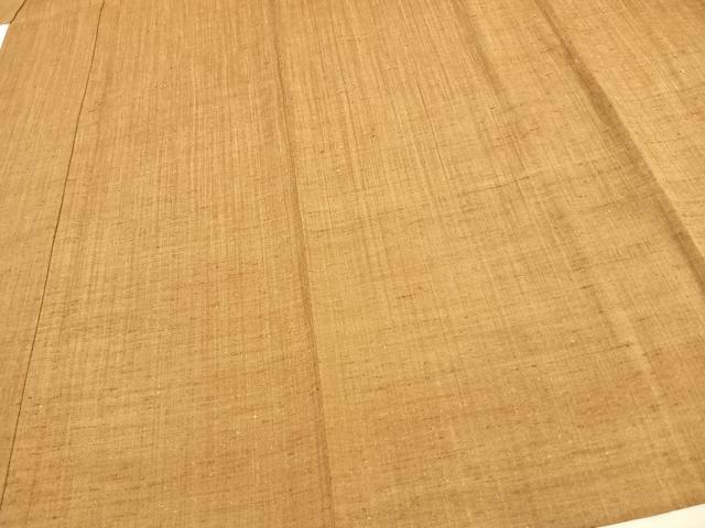 平和屋着物▽上質な紬　単衣　色無地　黄唐茶色　正絹　逸品　AAAW1516fy