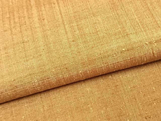 平和屋着物▽上質な紬　単衣　色無地　黄唐茶色　正絹　逸品　AAAW1516fy
