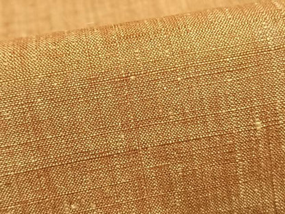 平和屋着物▽上質な紬　単衣　色無地　黄唐茶色　正絹　逸品　AAAW1516fy