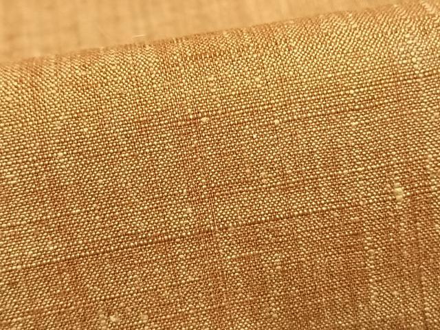 平和屋着物▽上質な紬　単衣　色無地　黄唐茶色　正絹　逸品　AAAW1516fy