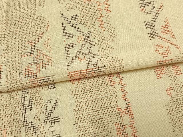 平和屋着物▽上質な紬 単衣 幾何学間道 正絹 逸品 AAAW1517fy