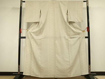 平和屋着物▽本塩沢　単衣　110亀甲　草花間道　正絹　逸品　AAAW1519fy