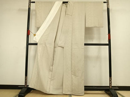 平和屋着物▽本塩沢　単衣　110亀甲　草花間道　正絹　逸品　AAAW1519fy