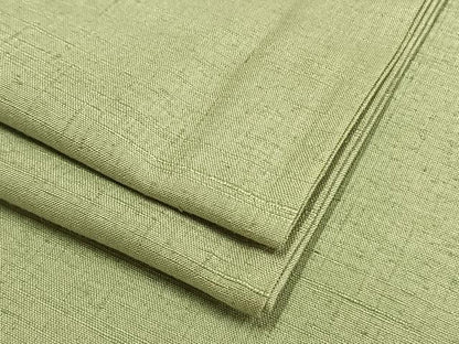 平和屋着物▽上質な紬 単衣 色無地 裏葉柳色 正絹 逸品 AAAW1522fy