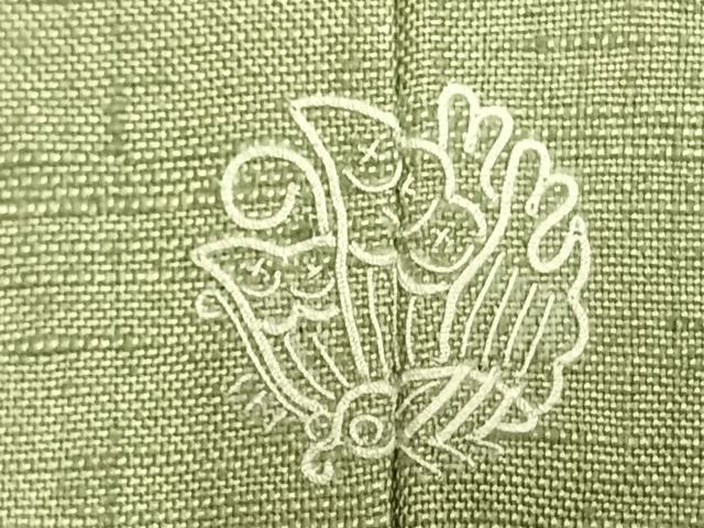 平和屋着物▽上質な紬 単衣 色無地 裏葉柳色 正絹 逸品 AAAW1522fy