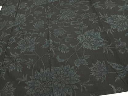平和屋着物▽結城紬 単衣 草花文 正絹 逸品 AAAW1523fy