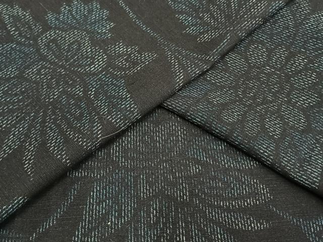 平和屋着物▽結城紬 単衣 草花文 正絹 逸品 AAAW1523fy