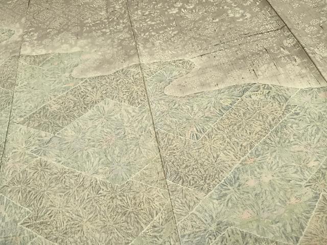平和屋着物▽訪問着 単衣 紬地 舞蝶花鳥文 正絹 逸品 AAAW1524fy