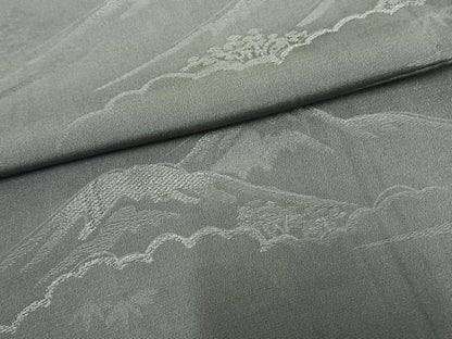 平和屋着物▽上質な色無地 単衣 風景地紋 湊鼠色 正絹 逸品 未使用 AAAW1528fy