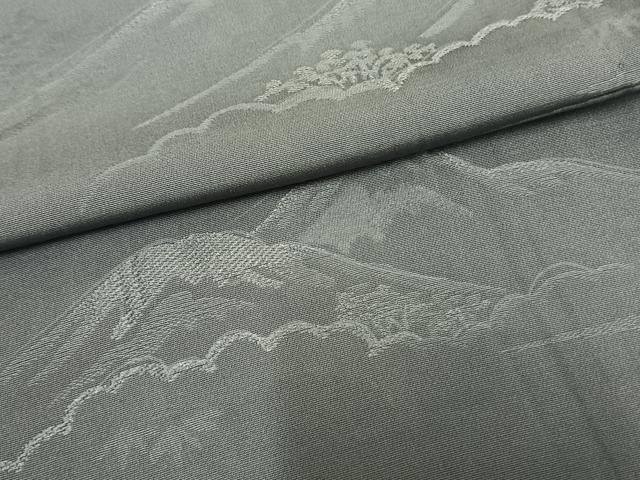 平和屋着物▽上質な色無地 単衣 風景地紋 湊鼠色 正絹 逸品 未使用 AAAW1528fy