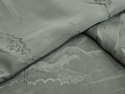 平和屋着物▽上質な色無地 単衣 風景地紋 湊鼠色 正絹 逸品 未使用 AAAW1528fy