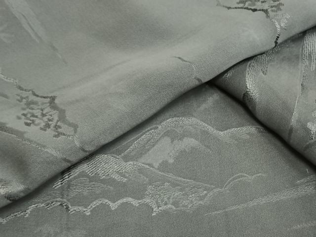 平和屋着物▽上質な色無地 単衣 風景地紋 湊鼠色 正絹 逸品 未使用 AAAW1528fy