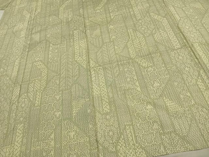 平和屋着物▽上質な紬 単衣 幾何学文様 正絹 逸品 AAAW1529fy
