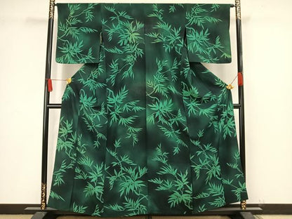 平和屋着物▽上質な小紋 単衣 枝葉文 ろうけつ染め 正絹 逸品 AAAW1530fy