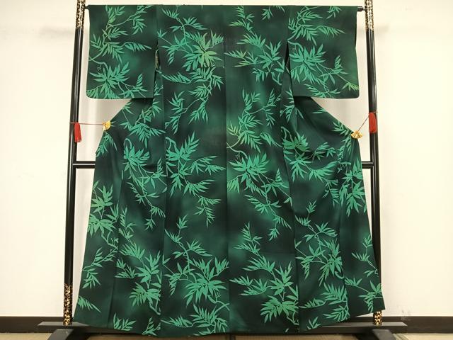 平和屋着物▽上質な小紋 単衣 枝葉文 ろうけつ染め 正絹 逸品 AAAW1530fy