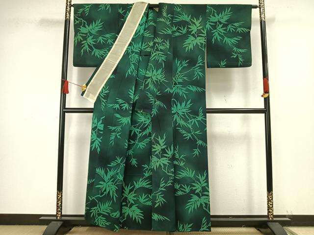 平和屋着物▽上質な小紋 単衣 枝葉文 ろうけつ染め 正絹 逸品 AAAW1530fy