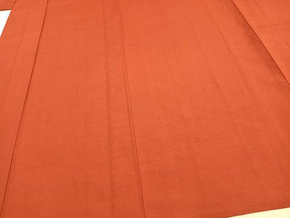 平和屋着物▽上質な紬 単衣 色無地 赤丹色 正絹 逸品 未使用 AAAW1531fy