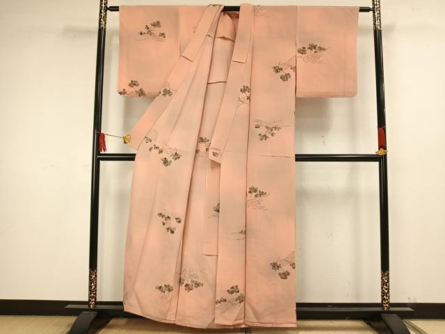 平和屋着物▽上質な小紋 単衣 風景文 暈し染め 正絹 逸品 AAAW1534fy
