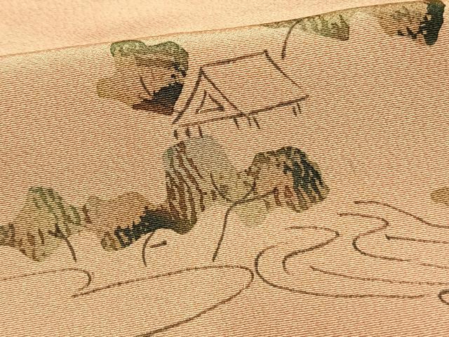 平和屋着物▽上質な小紋 単衣 風景文 暈し染め 正絹 逸品 AAAW1534fy