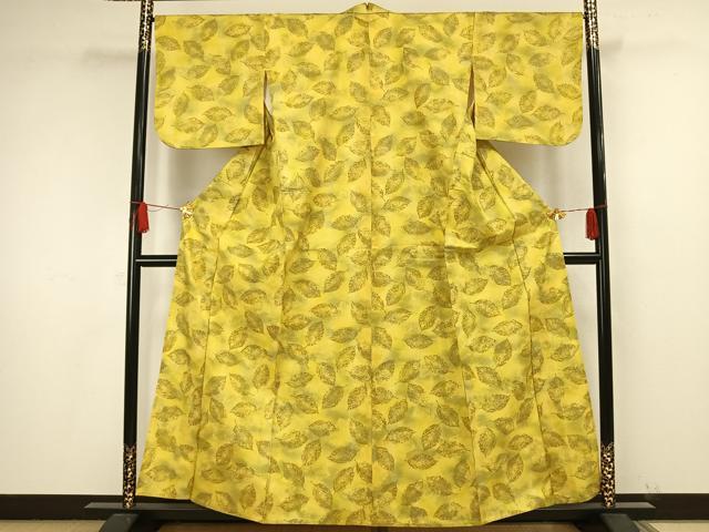 平和屋着物▽本場染大島紬 単衣 舞葉文 暈し染め 正絹 逸品 AAAW1535fy