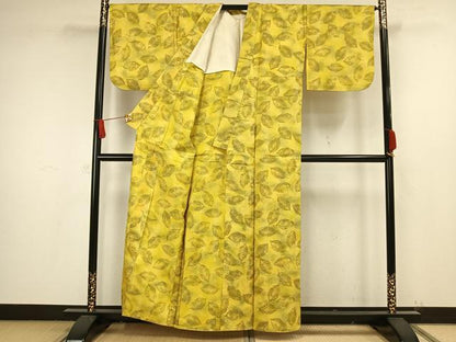 平和屋着物▽本場染大島紬 単衣 舞葉文 暈し染め 正絹 逸品 AAAW1535fy