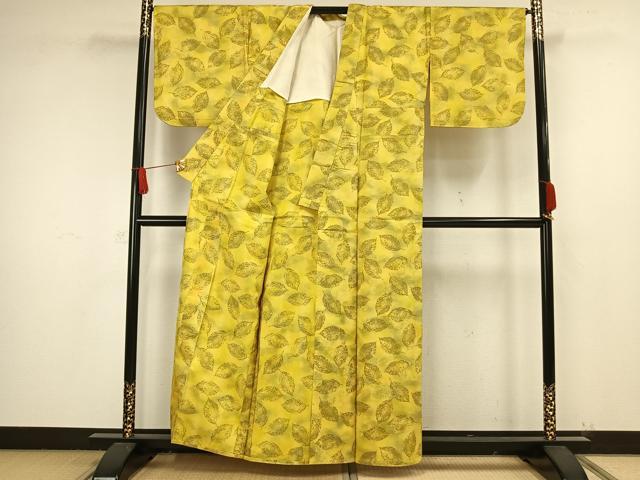 平和屋着物▽本場染大島紬 単衣 舞葉文 暈し染め 正絹 逸品 AAAW1535fy