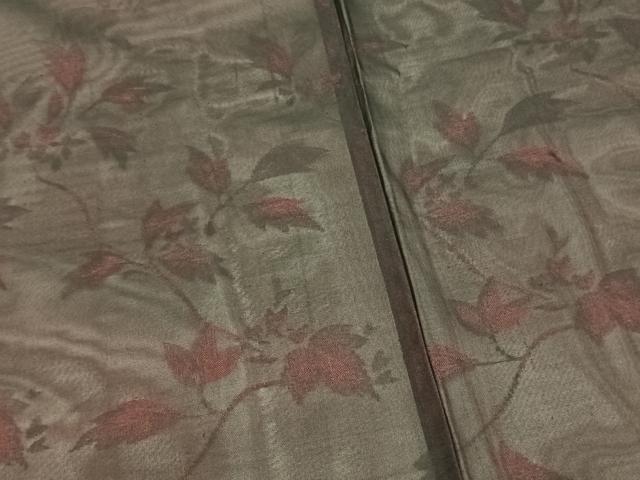 平和屋着物▽羽織　スリーシーズン　春夏秋　塵除け　紗　枝葉文　黒地　正絹　逸品　未使用　AAAW1540fy