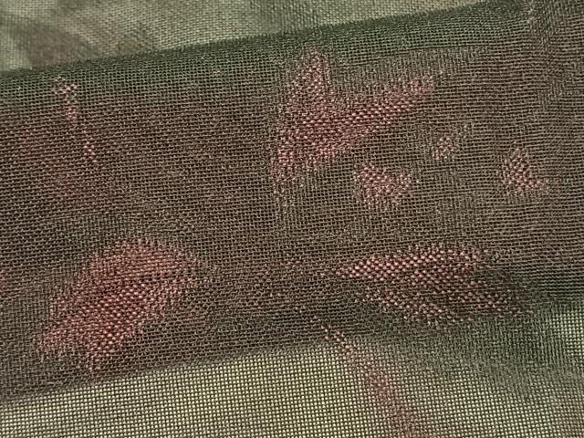 平和屋着物▽羽織　スリーシーズン　春夏秋　塵除け　紗　枝葉文　黒地　正絹　逸品　未使用　AAAW1540fy