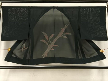 平和屋着物▽羽織 スリーシーズン 春夏秋 塵除け 枝葉紋紗 黒地 正絹 逸品 AAAW1541fy