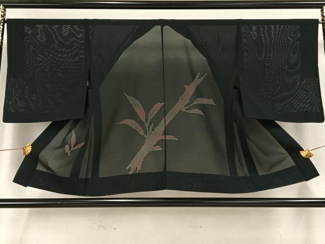 平和屋着物▽羽織 スリーシーズン 春夏秋 塵除け 枝葉紋紗 黒地 正絹 逸品 AAAW1541fy