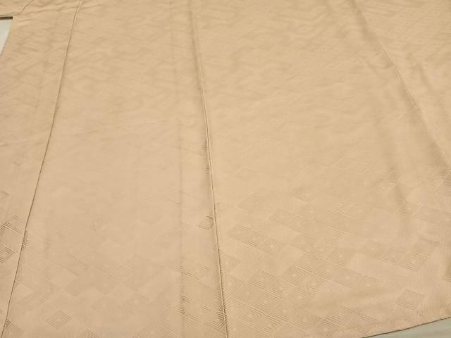 平和屋着物▽上質な色無地 単衣 菱地紋 肌色 正絹 逸品 AAAW1547fy
