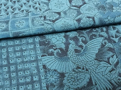 平和屋着物▽小紋　単衣　色紙花鳥文　洗える着物　AAAW1550fy